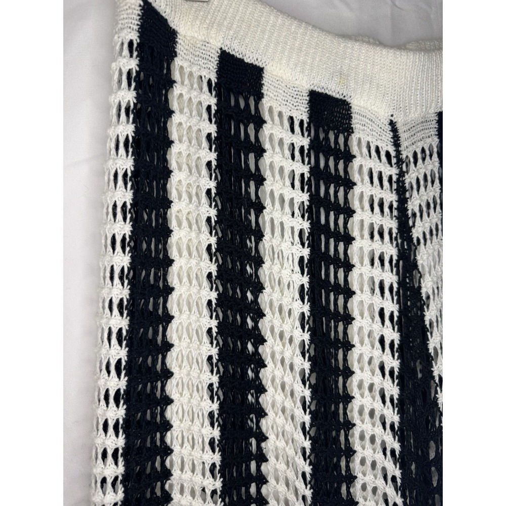 Crochet Black & White Stripes Beach / Pool Pant Sz L festival gypsy boho
